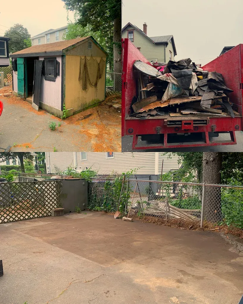 Before and after: old backyard shed removed and hauled away by JunkBox